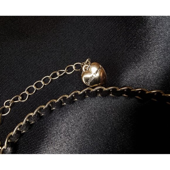 Vintage Betsey Johnson Floral Heart Statement Necklace With Rhinestones - Picture 5 of 5